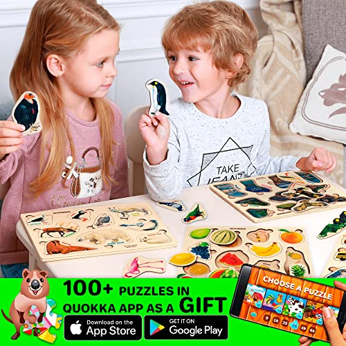 Juguetes Niños 1 2 3 Años - 6 Montessori Juegos Infantiles Puzzles de Madera - Regalo Bebe Animales Educativos para Niñas y Niños 4 5