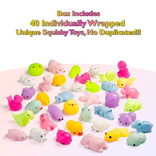 Juguetes Squishy Paquete Surtido de 40 Squishies: Kawaii -Regalos para niños - Regalos cumpleaños niños Colegio - Detalles cumpleaños niños -Relleno piñatas de cumpleaños Infantil