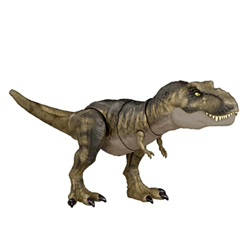Jurassic World Dinosaurio Articulado T-Rex Golpea Y Devora con Sonido. 54.78 Cm Largo Alto 21.59Cm, Multicolor, único (Mattel HDY55)
