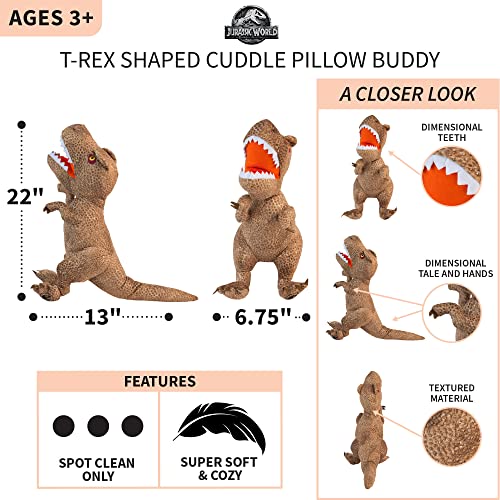 Jurassic World Dominion Rexy T-Rex Bedding - Almohada de felpa súper suave, tamaño único, por Franco Kids