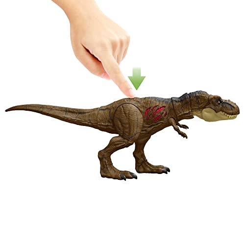 Jurassic World T-Rex Daño Extremo Dinosaurio de juguete, figura para niños y niñas (Mattel HGC19)