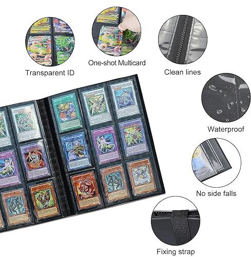 JUSONEY Álbum de Cartas Coleccionables - Álbum para 540 Cartas,Perfecto para coleccionar tarjetas para MTG Magic,Yu-Gi-Oh, Match Atta Negro de 30 Páginas