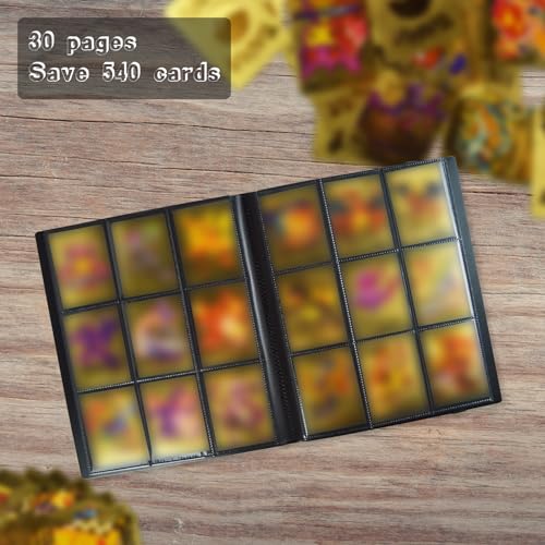 JUSONEY Álbum de Cartas Coleccionables - Álbum para 540 Cartas,Perfecto para coleccionar tarjetas para MTG Magic,Yu-Gi-Oh, Match Atta Negro de 30 Páginas