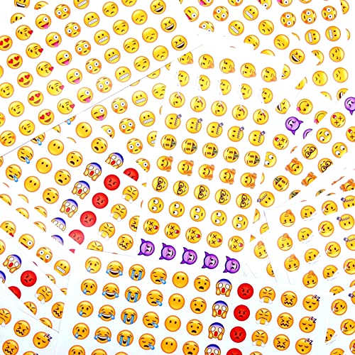 JZK Calcomanías amarillas con emoticono sonriente – 36 hojas para pared, portátil, decoración de fiesta y recompensas para niños