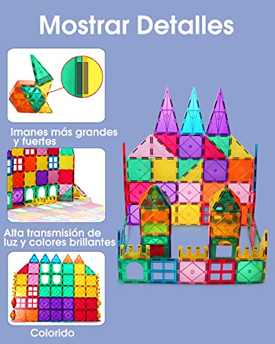 Katiago Bloques de Construcción Magnéticos 64 Piezas 3D Juguetes de Construcciones Magneticas Niños Stem Creatividad Juguetes Educativos Regalos para Mayores de 3 años (64 psc)