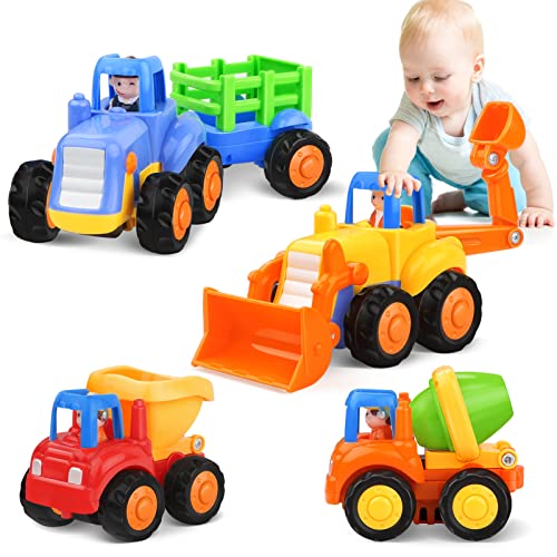 Kaybolge bebé Juguete Coche Juguetes vehículos de construcción para niños de 12 18 Meses, Coche de Juguete para niño de 1 2 3 años, 4 en 1 Juego, Tractor, Bulldozer, camión volquete, hormigonera.