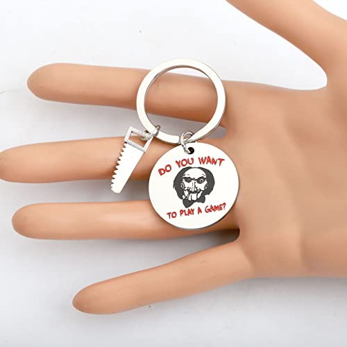 KEYCHIN Llavero de película de terror Saw Jigsaw Killer Fans Gifts Do You Want To Play Games Jewelry For Horror Movie Lover, Play Games K-s, L