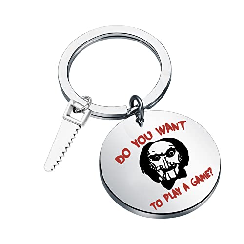 KEYCHIN Llavero de película de terror Saw Jigsaw Killer Fans Gifts Do You Want To Play Games Jewelry For Horror Movie Lover, Play Games K-s, L