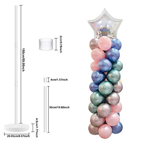 Kit de 2 soportes de columna de globos, base de 6 pies de altura con 12 postes y 30 anillos de globo, decoración de torre de globos para baby shower, cumpleaños, boda, fiesta de Navidad
