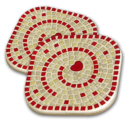 Kit de Mosaico, Posa Vasos. Blanco y Rojo