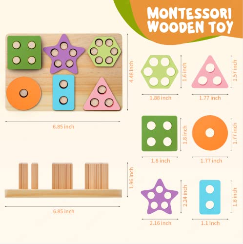 Kizmyee Montessori Juguetes a Partir de 1, 2, 3 años, 25 Piezas de Juguetes de Madera, Bloques de construcción Digitales, clasificación de Formas, clasificación de Dados