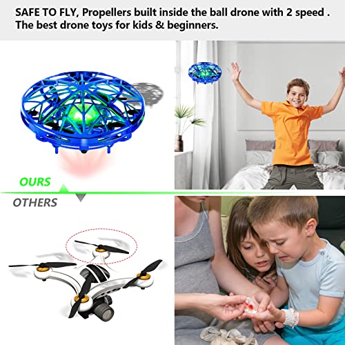 kizplays UFO Mini Drone, dron de Vuelo controlado a Mano, Luces LED, inducción infrarroja, controlado a Mano, dron de Juguete de Vuelo Recargable para niños de años