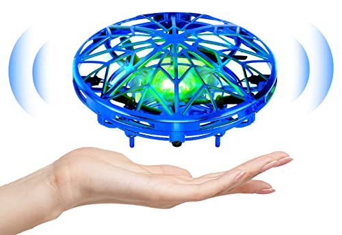 kizplays UFO Mini Drone, dron de Vuelo controlado a Mano, Luces LED, inducción infrarroja, controlado a Mano, dron de Juguete de Vuelo Recargable para niños de años