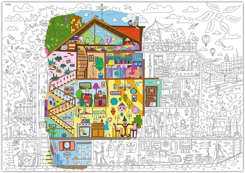 KLUZOO Póster para colorear para niños y adultos - Home Sweet Home