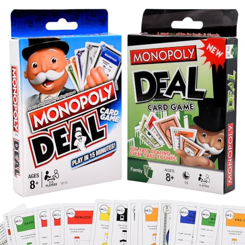 Ksopsdey 2 Piezas Monopol-y Cartas Juegos de Tablero,Juego de Cartas Juegos de Estrategia Juego de Mesa Familiar e Hijos para 2-5 Personas