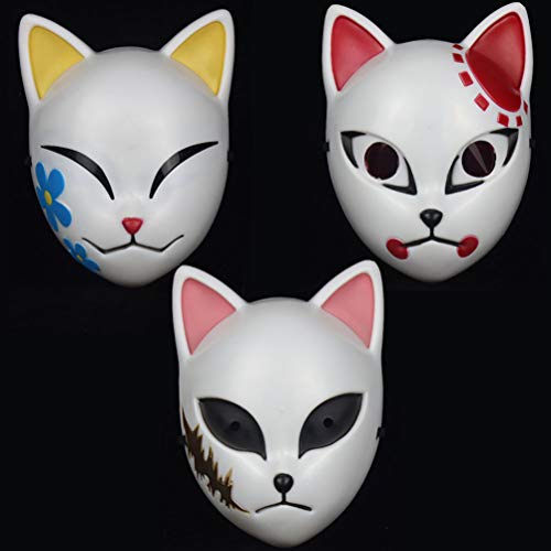 KUTO Decoraciones de Accesorios de Halloween, Anime Japonés Máscara de Asesino de Demonios Máscaras de Cosplay Carnaval Mascarada Máscara de Disfraces Fiesta de Halloween Accesorios de Disfraces