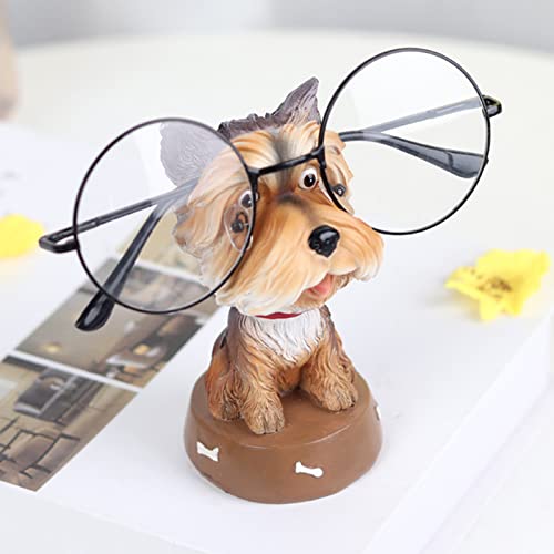 KWQBHW Soporte para gafas de sol de resina con forma de animal, soporte para gafas, divertida estatua de cachorro, gafas de sol para decoración de escritorio de oficina en casa