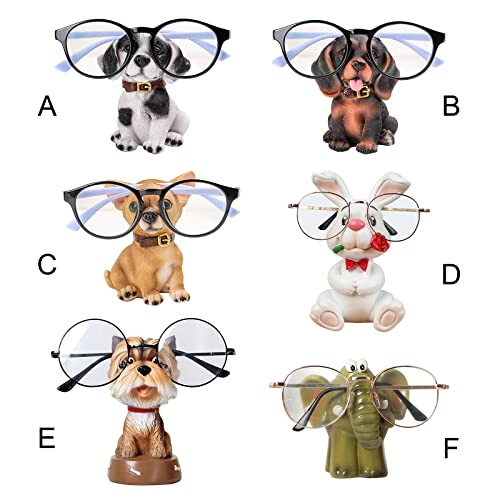 KWQBHW Soporte para gafas de sol de resina con forma de animal, soporte para gafas, divertida estatua de cachorro, gafas de sol para decoración de escritorio de oficina en casa