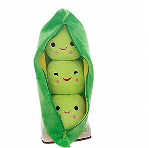 LAARNT Peluche de guisantes de 25 cm, color verde, adorable y creativo, de algodón