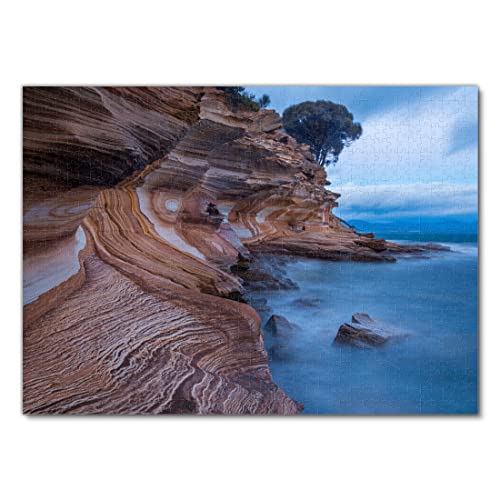 Lais Puzzle Acantilados Pintados en el Parque Nacional de Maria Island, Tasmania, Australia Las Capas erosionadas de óxido de Hierro Forman interesantes Patrones en la línea de Costa 1000 Piezas