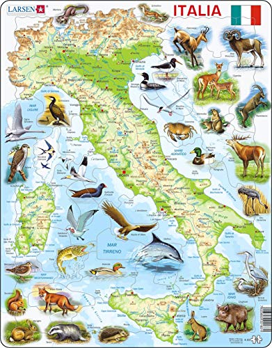 Larsen K83 Italia, Mapa físico, edición en Italiano, Puzzle de Marco con 65 Piezas