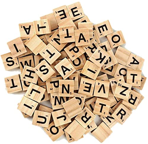 LATRAT Scrabble - Juego de 100 letras de madera para marco de boda y arte de pared