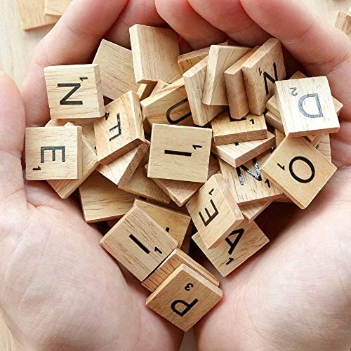 LATRAT Scrabble - Juego de 100 letras de madera para marco de boda y arte de pared