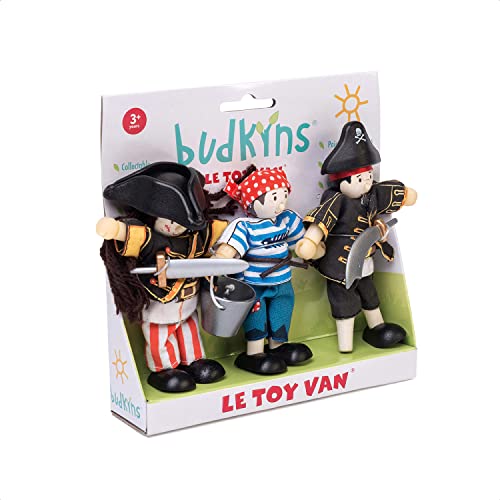 Le Toy Van - BK909 - Muñecos articulados piratas para niños, 3 años, juguetes de madera con certificado FSC, adecuados para el galeón de Le Toy Van Pirates, altura 10 cm
