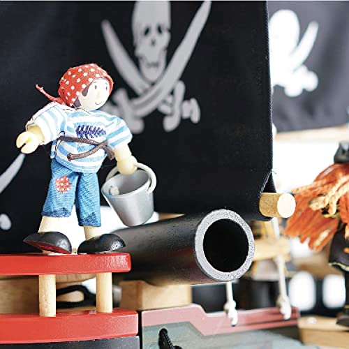 Le Toy Van - BK909 - Muñecos articulados piratas para niños, 3 años, juguetes de madera con certificado FSC, adecuados para el galeón de Le Toy Van Pirates, altura 10 cm