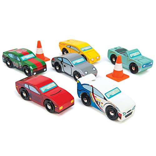 Le Toy Van - Cars & Construction Iconic Wooden Montecarlo Sports Cars Toy Car Play Set - Set 6 Cars , Play Vehicle Role Play Toys - Suitable For 2 Year Old +