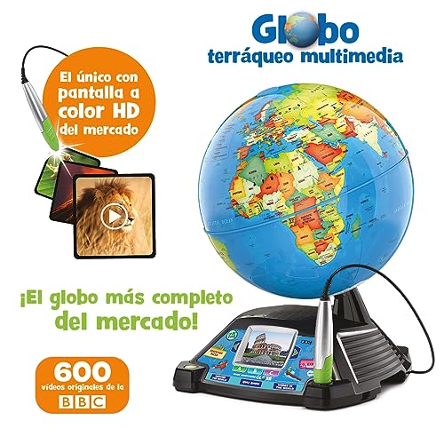 LeapFrog VTech - Globo terráqueo multimedia, el único con Pantalla HD, 600 vídeos originales de la BBC, Juguete niños +5 años, Versión ESP