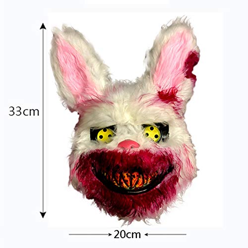 Lecerrot conejo halloween peluche, terror para Halloween, conejo sangriento Halloween Peluche Cosplay Máscara para disfraz fiesta juegos niños adultos