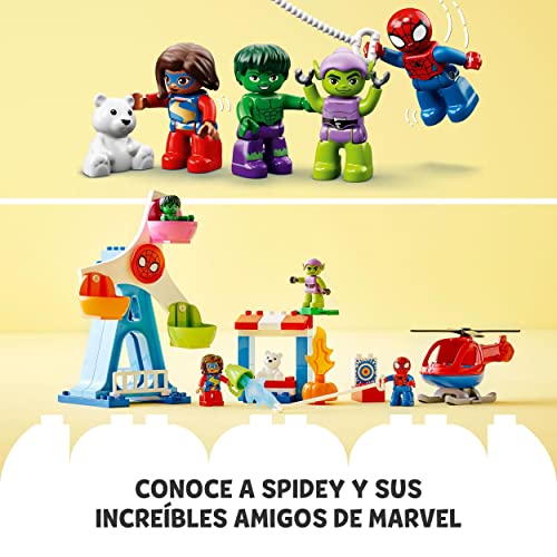 LEGO 10963 Duplo Marvel Spider-Man y Sus Amigos: Aventura en la Feria, Helicóptero de Juguete para Niños de 2-5 Años, Figura de Duende Verde y Más