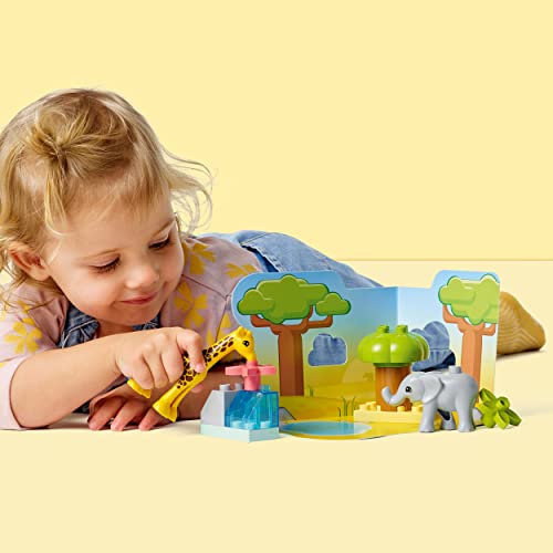 LEGO 10971 DUPLO Fauna Salvaje de África, Animales de Juguete, Juego Educativo, Figuras Elefante y Jirafa para Niños y Niñas de 2 Años en Adelante