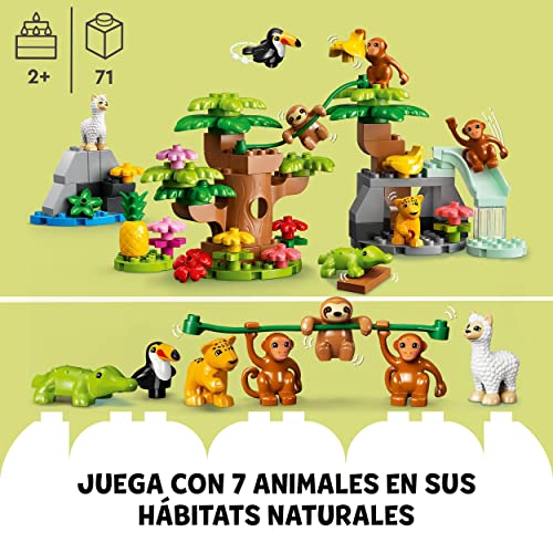 LEGO 10973 Duplo Fauna Salvaje de Sudamérica, Animales de Juguete, Set con Figuras Mono y Perezoso, Regalo Educativo para Niños de Entre 2 y 5 Años