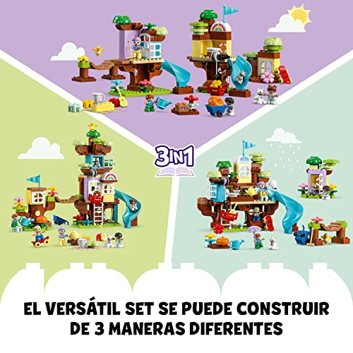 LEGO 10993 Duplo Casa del Árbol 3en1, Juguete Niños y Niñas de 3 Años o Más, Juego de Construcción Educativo con Figuras de Familia, Tobogán y Animales, Regalo Educativo Infantil