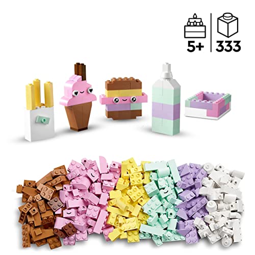 LEGO 11028 Classic Diversión Creativa: Pastel, Caja de Ladrillos de Construcción para Niños y Niñas de 5 Años, Helado, Gatito, Dinosaurio de Juguete y Más