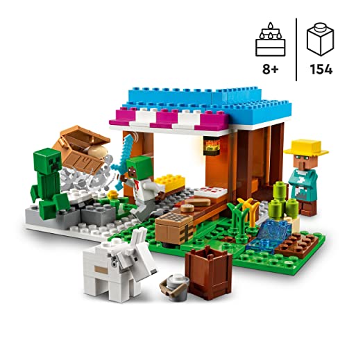 LEGO 21184 Minecraft La Pastelería, Set de Construcción Inspirado en Videojuego, Granja de Juguete y Aldea para Niños de Más de 8 Años