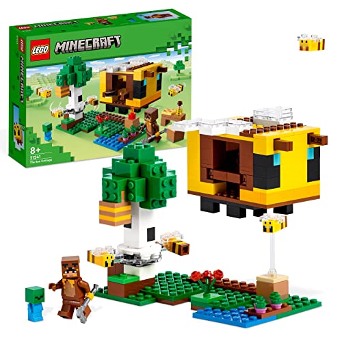LEGO 21244 Minecraft La Fortificación-Espada, Juguete de Construcción, Mini Figuras Creeper, Soldado & 21241 Minecraft La Cabaña-Abeja, Juguete de Granja, Casa para Construir