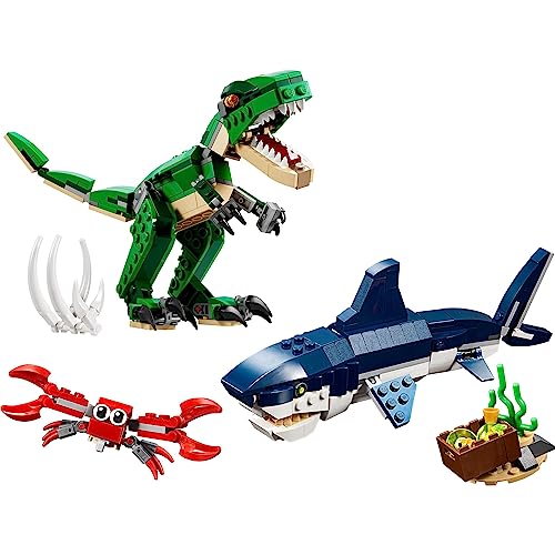 LEGO 31058 Creator 3en1 Grandes Dinosaurios, Pterodáctilo, Triceratops y T-Rex de Juguete para Niños de 7-12 Años, Detalles Cumpleaños para el Colegio & 31088 Creator 3en1 Criaturas del Fondo Marino