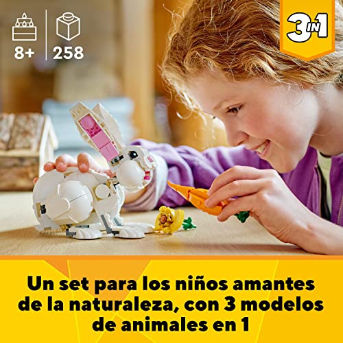 LEGO 31133 Creator 3en1 Conejo Blanco, Juguete de Animales para Construir con Piezas, Figuras de Conejito, Cacatúa y Foca Blanca & 31125 Creator Criaturas Fantásticas del Bosque