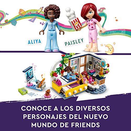 LEGO 41740 Friends Habitación de Aliya, Set Fiesta de Pijamas, Juguete Coleccionable para Niñas y Niños, Mini Muñeca Paisley y Perrito