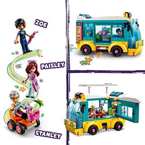 LEGO 41759 Friends Autobús de Heartlake City, Bus de Juguete con Minimuñeca Paisley y Accesorios, Idea de Regalo para Niñas y Niños a Partir de 7 años