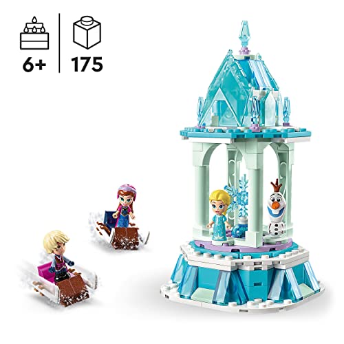 LEGO 43218 Disney Frozen Tiovivo Mágico de Anna y Elsa, Set de Juego Inspirado en el Castillo de Frozen con Mini Muñecas de Las Princesas y una Figura de Olaf, Juguete Construible para Niños y Niñas