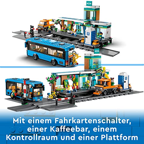 LEGO 60335 City Estación de Tren, Juguete con Autobús, Camión, Vías, Bases de Carretera y Paso a Nivel & 60304 City Bases de Carretera, Juguetes para Niños de 5 Años o Más