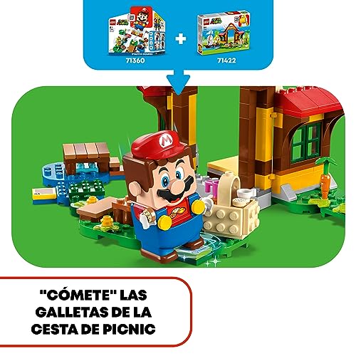 LEGO 71422 Super Mario Set de Expansión Picnic en Casa de Mario (71422), Juguete para Construir con Figura de Yoshi Amarillo, para Combinar con el Pack Inicial, Regalo para Niños y Niñas de 6+ Años