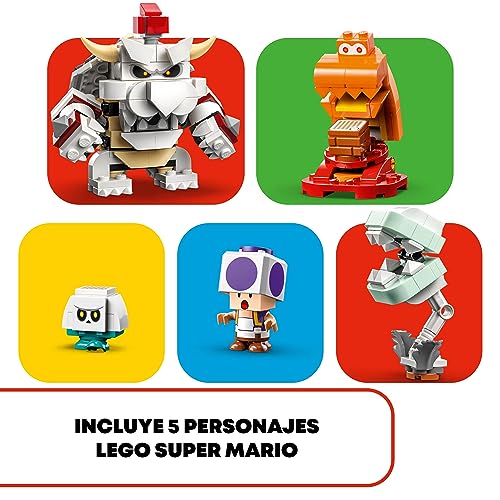 LEGO 71423 Super Mario Set de Expansión: Batalla Contra Bowsitos en el Castillo, 5 Figuras de Personajes: Toad Morado, Huesiplanta Piraña y Goomba Juguete de Construcción para Niños A Partir de 8 Años