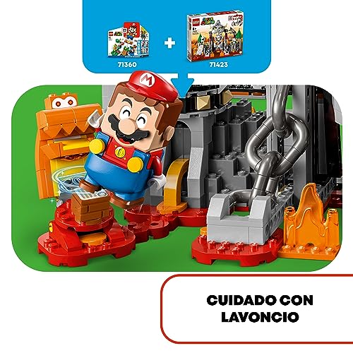 LEGO 71423 Super Mario Set de Expansión: Batalla Contra Bowsitos en el Castillo, 5 Figuras de Personajes: Toad Morado, Huesiplanta Piraña y Goomba Juguete de Construcción para Niños A Partir de 8 Años