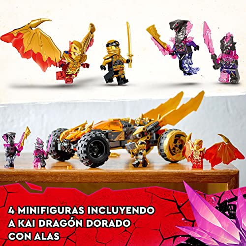 LEGO 71769 Ninjago Todoterreno del Dragón de Cole, Coche de Juguete, Mini Figuras Doradas Serie de TV Crystallized, Regalos Navideños de Papá Noel