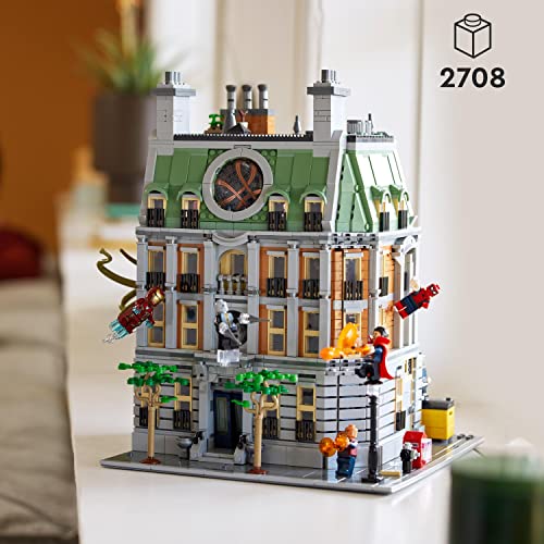LEGO 76218 Marvel Santuario, Modular Buildings, Mini Figuras Doctor Strange, Bruja Escarlata, Spider-Man, Infinity Saga, Coleccionable, Películas